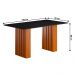 Mesa Sala Jantar Santiago 160x90 cm com Tampo de Vidro Cinamomo/Preto