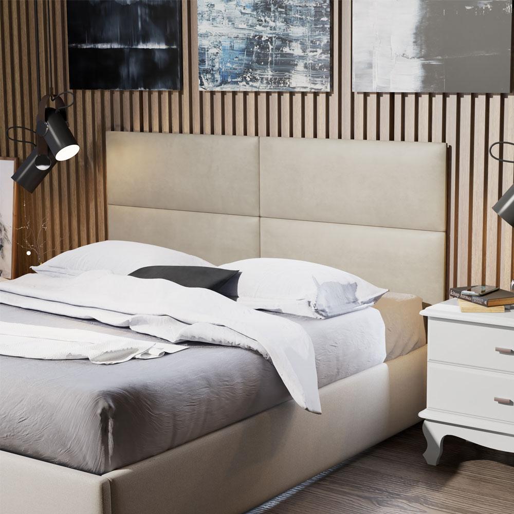 Painel Estofado Para Cama Casal Seleta 140 cm Bege