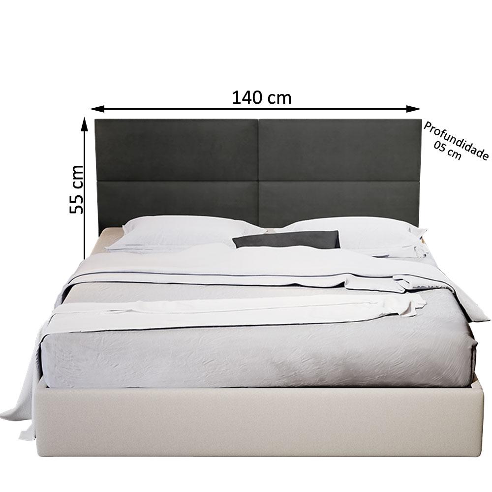 Painel Estofado Para Cama Casal Seleta 140 cm Cinza