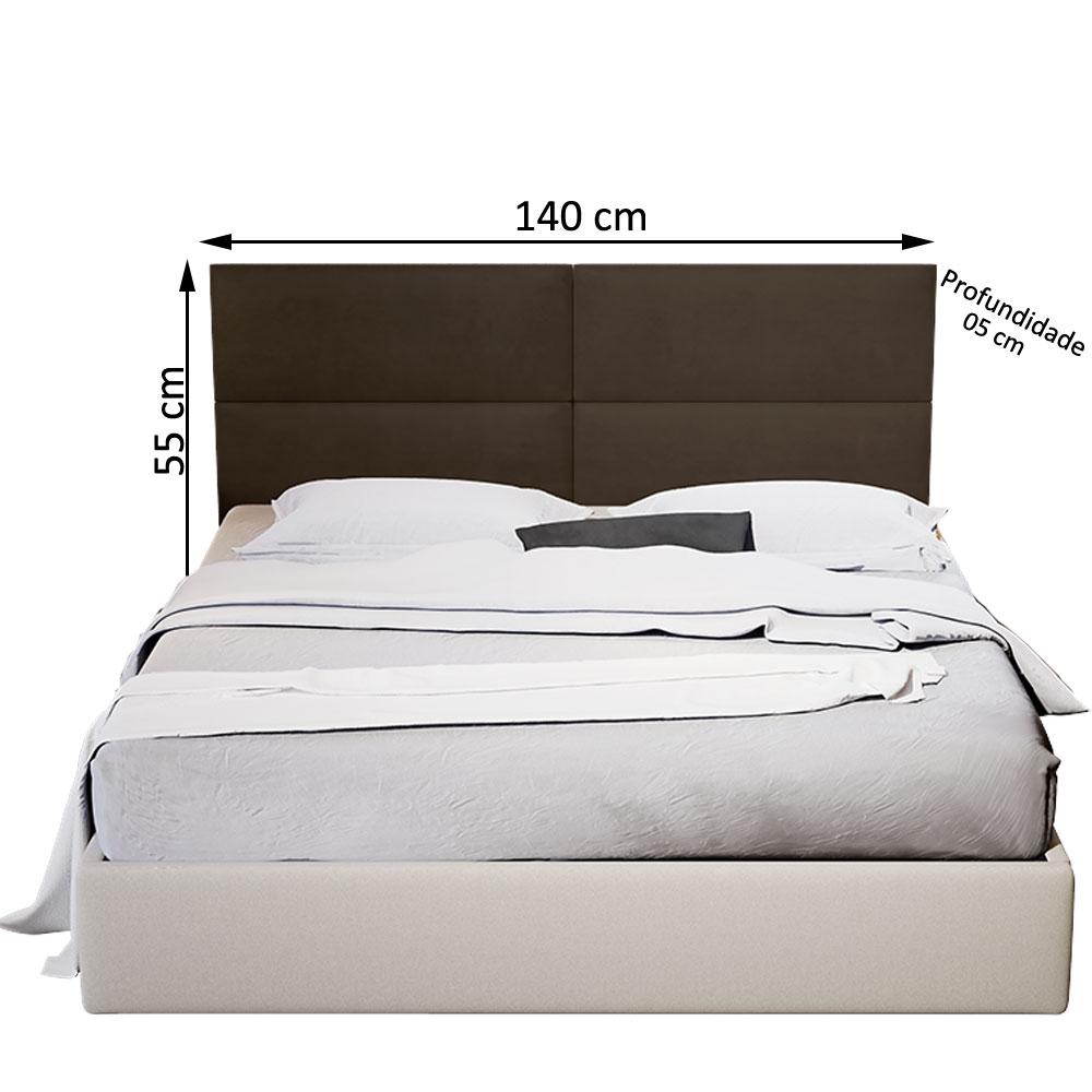 Painel Estofado Para Cama Casal Seleta 140 cm Marrom