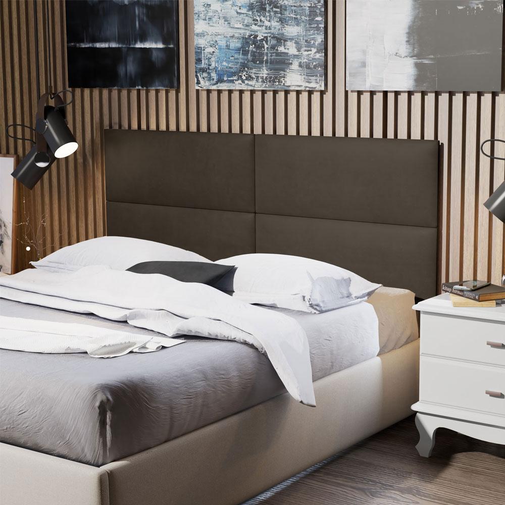 Painel Estofado Para Cama King Seleta 195 cm Marrom