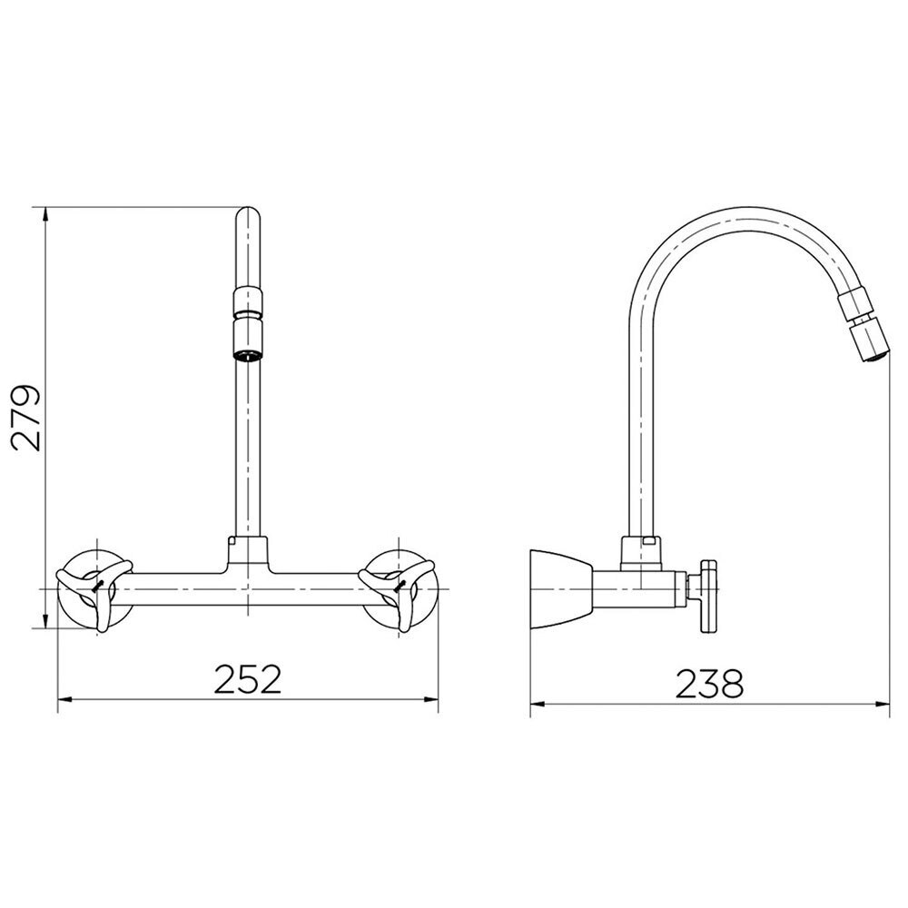 Misturador de Parede Docol para Cozinha Nova Trio, Cromado