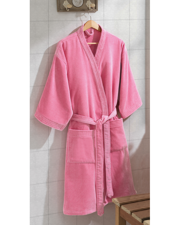 Roupão Adulto Velour Liso Dohler Unissex - P Rosa