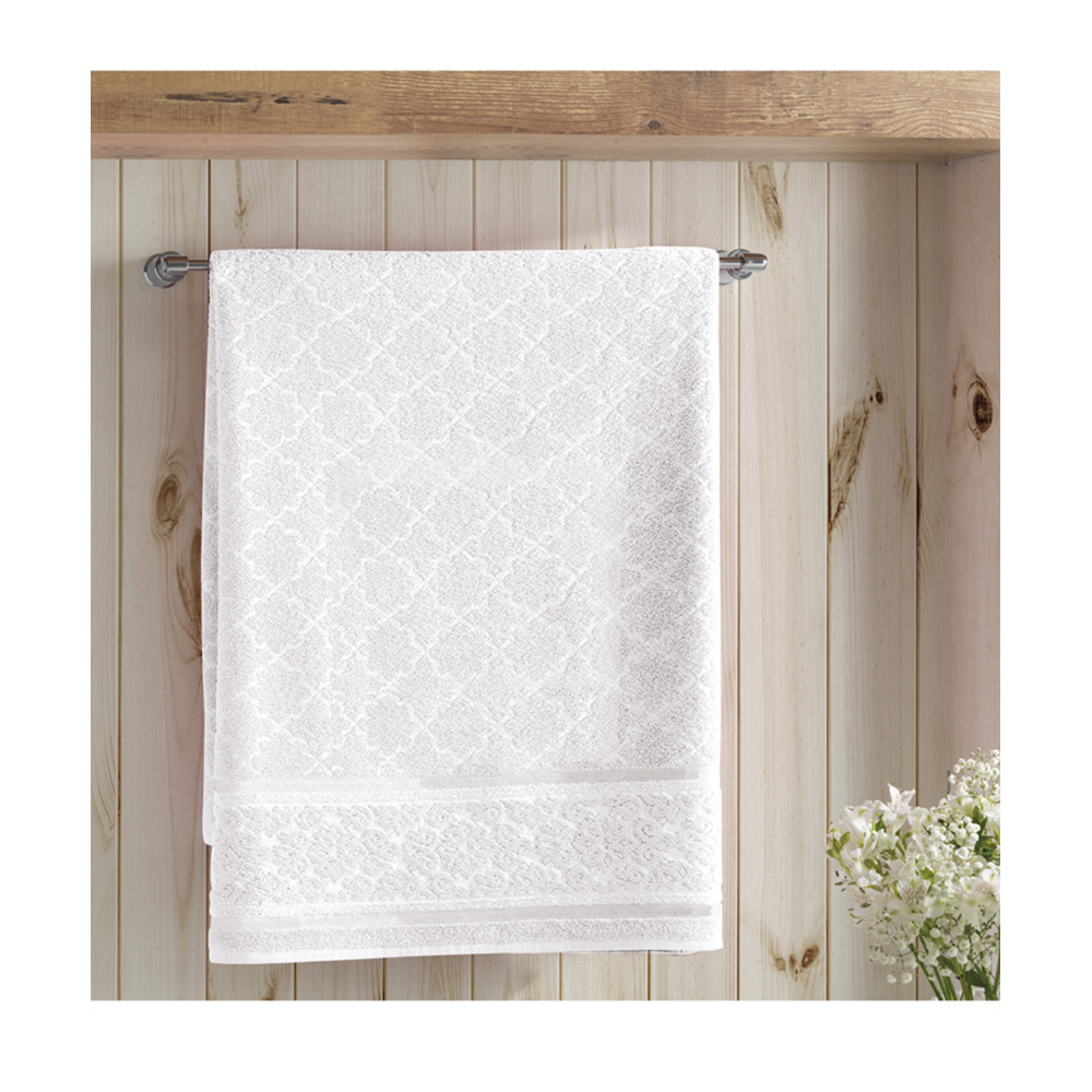 Toalha de Banho Felpudo Liso Banhão Jacquard Confort Branca Dohler