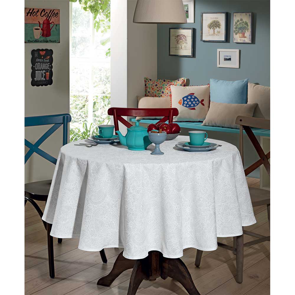 Toalha de Mesa Redonda Clean Athenas Edite Dohler