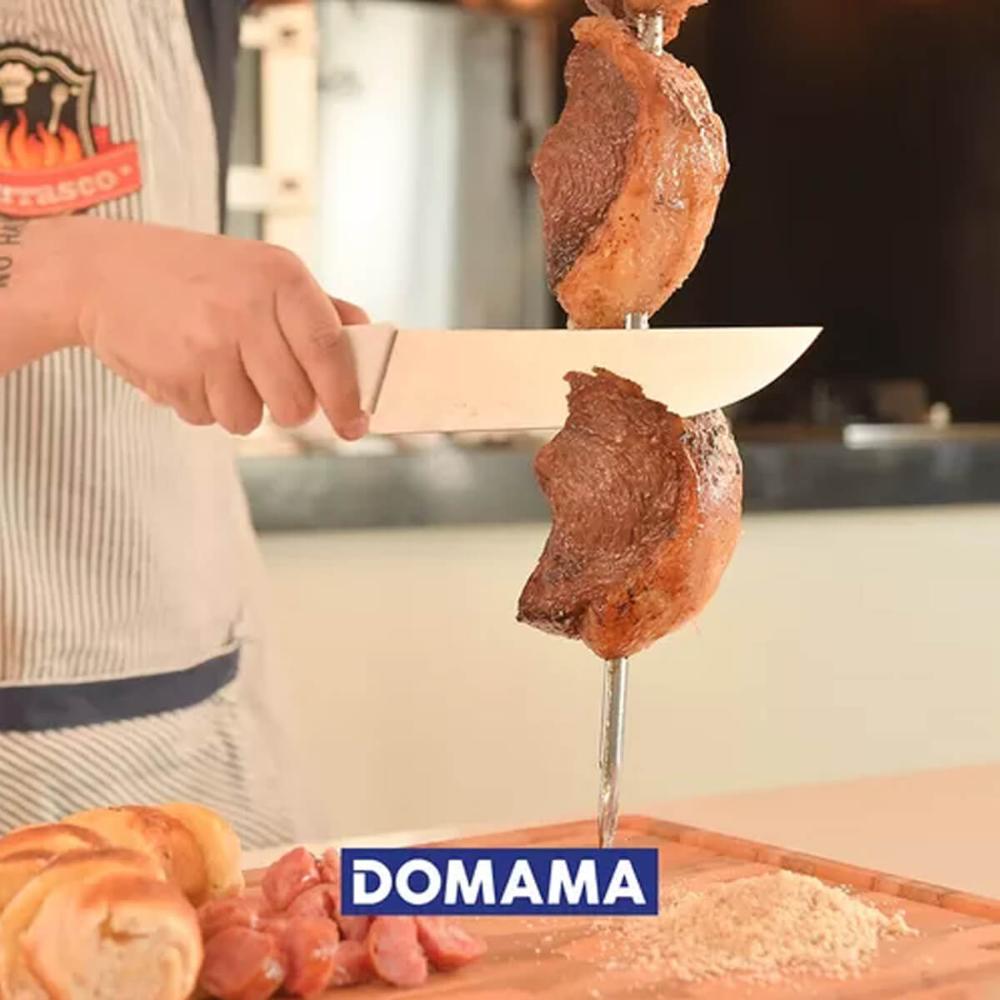 2 Espetos Simples para Churrasco Lâmina de Aço Inox 85cm Cabo de Madeira Domama