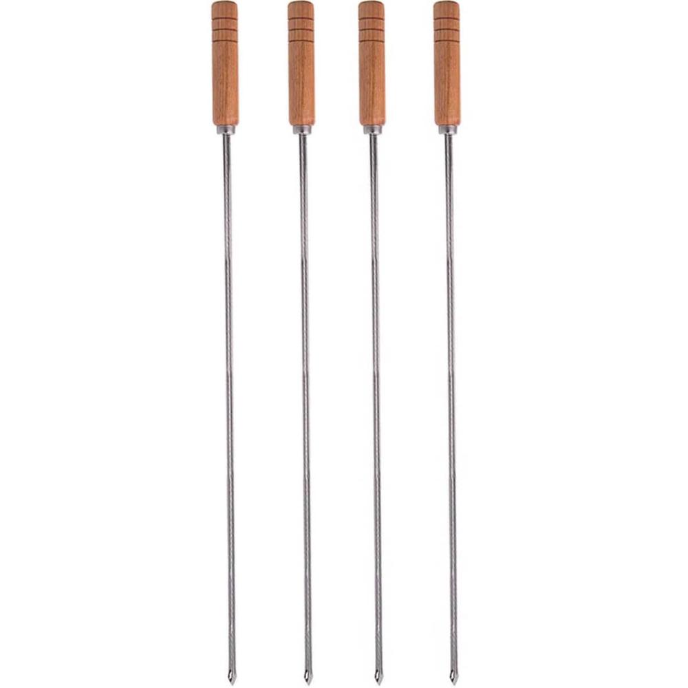 4 Espetos Kort Simples para Churrasco de Aço Inox e Madeira 85cm Domama