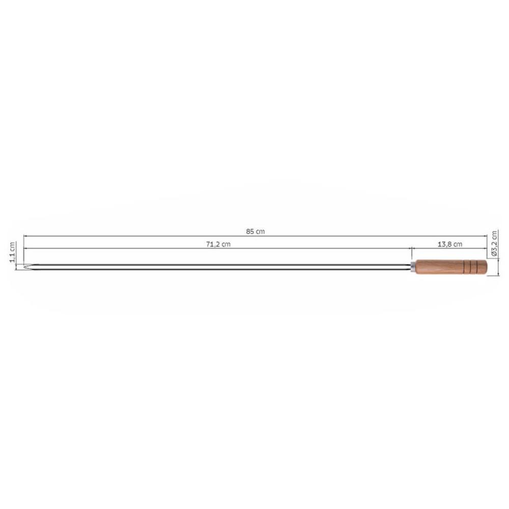 4 Espetos Simples para Churrasco Domama com Lâmina em Aço Inox e Cabo de Madeira 85cm
