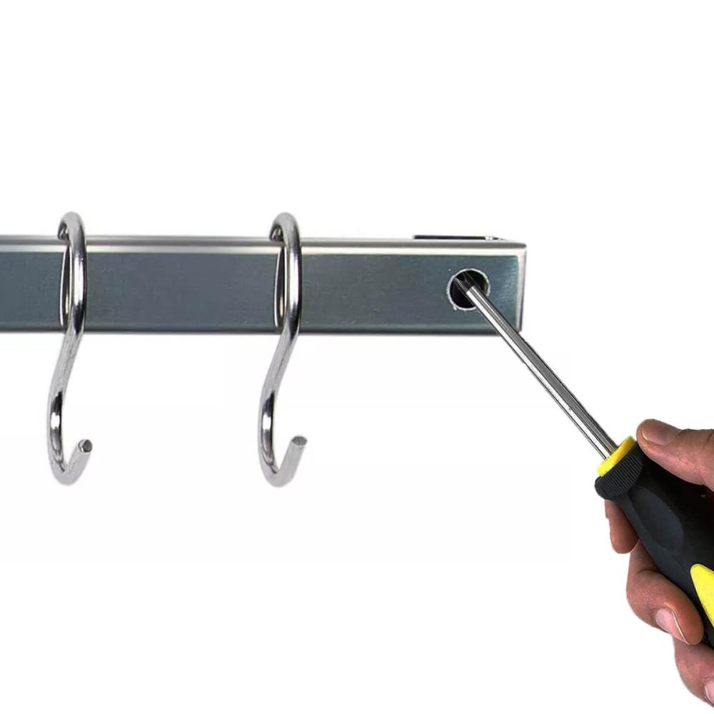 Barra 55cm com 6 Ganchos Aço inox Suporte Porta Utensílios P