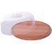 Queijeira de Madeira Redonda Porta Bolo Tampa Acrílico 22cm Essence Domama Eucalipto