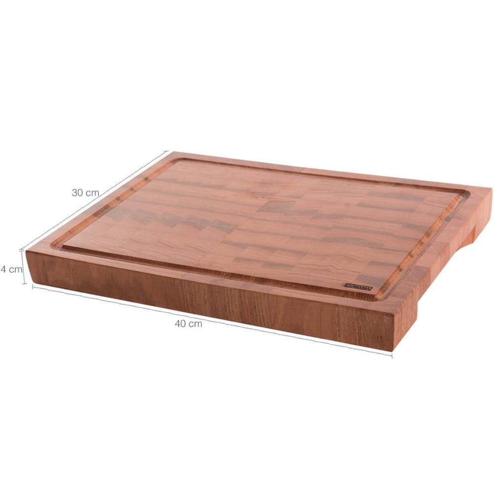 Tábua de Madeira para Churrasco 40x30x4cm Prancha de Corte I