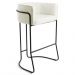 Banqueta Decorativa Base Aço Preto Betina B-309 Veludo Bege - Domi