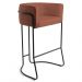 Banqueta Decorativa Base Aço Preto Betina B-355 Linho Laranja - Domi