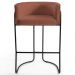 Banqueta Decorativa Base Aço Preto Betina B-355 Linho Laranja - Domi
