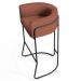 Banqueta Decorativa Base Aço Preto Betina B-355 Linho Laranja - Domi
