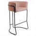 Banqueta Decorativa Base Aço Preto Betina C-105 Linho Rosê - Domi