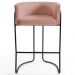 Banqueta Decorativa Base Aço Preto Betina C-105 Linho Rosê - Domi