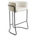 Banqueta Decorativa Base Aço Preto Betina C-107 Linho Bege Fosco - Domi