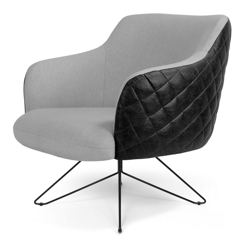 Kit 02 Poltronas Decorativas Jade Base Fixa Orby C-315 Corano Tressê Linho Cinza Claro - Domi