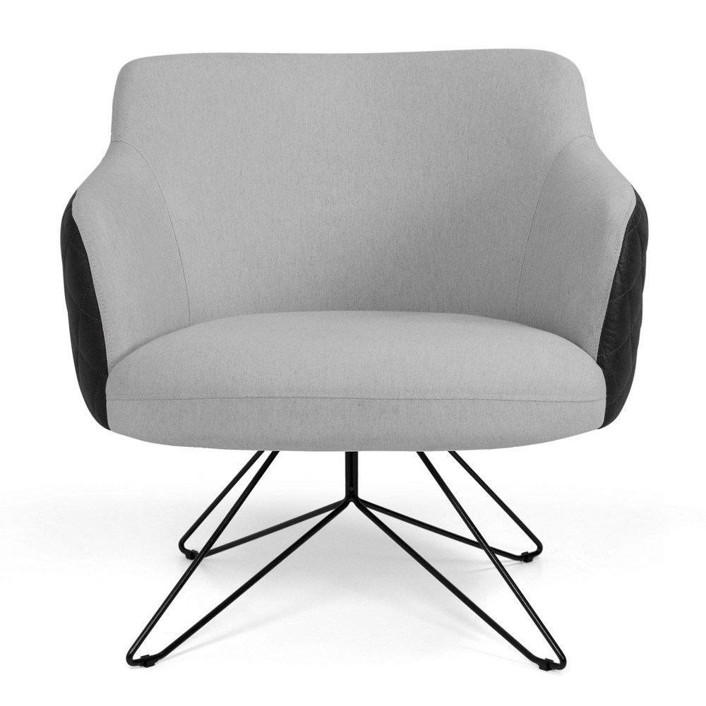 Kit 02 Poltronas Decorativas Jade Base Fixa Orby C-315 Corano Tressê Linho Cinza Claro - Domi