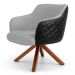 Kit 02 Poltronas Decorativas Jade Base Giromad C-315 Corano Tressê Linho Cinza Claro - Domi