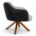 Kit 02 Poltronas Decorativas Jade Base Giromad C-315 Corano Tressê Linho Cinza Claro - Domi