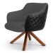 Kit 02 Poltronas Decorativas Jade Base Giromad C-416 Corano Tressê Linho Cinza Escuro - Domi
