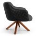 Kit 02 Poltronas Decorativas Jade Base Giromad C-416 Corano Tressê Linho Cinza Escuro - Domi