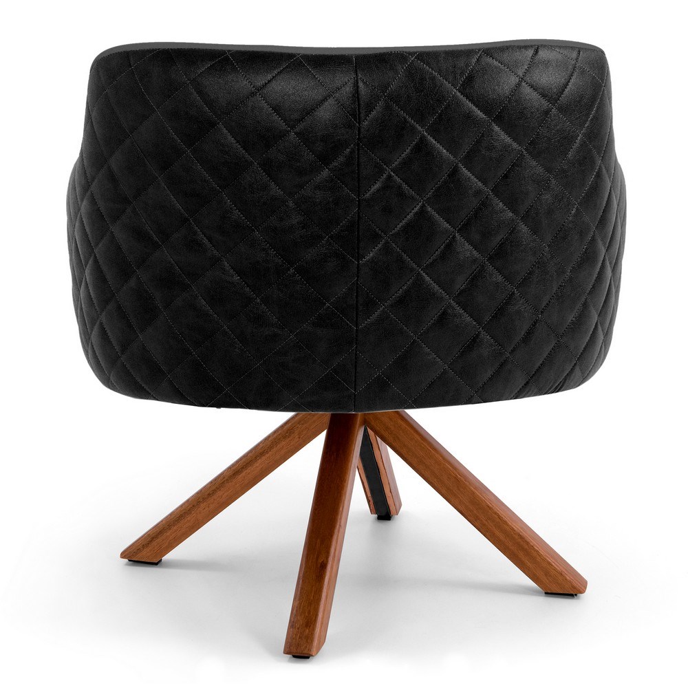 Kit 02 Poltronas Decorativas Jade Base Giromad C-416 Corano Tressê Linho Cinza Escuro - Domi