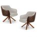Kit 02 Poltronas Decorativas Jade Base Giromad Corano B-10 Tressê Linho Bege - Domi