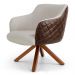 Kit 02 Poltronas Decorativas Jade Base Giromad Corano B-10 Tressê Linho Bege - Domi