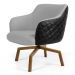Kit 02 Poltronas Decorativas Jade Base Ka Giratória C-315 Corano Tressê Linho Cinza Claro - Domi