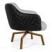 Kit 02 Poltronas Decorativas Jade Base Ka Giratória C-315 Corano Tressê Linho Cinza Claro - Domi