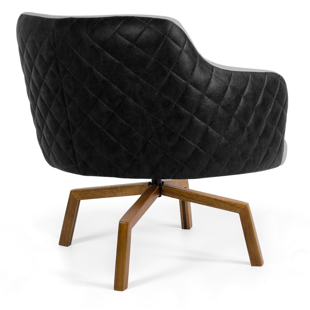 Kit 02 Poltronas Decorativas Jade Base Ka Giratória C-315 Corano Tressê Linho Cinza Claro - Domi