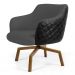 Kit 02 Poltronas Decorativas Jade Base Ka Giratória C-416 Corano Tressê Linho Cinza Escuro - Domi