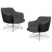 Kit 02 Poltronas Decorativas Jade Base Orby Fixa C-416 Corano Tressê Linho Cinza Escuro - Domi