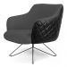 Kit 02 Poltronas Decorativas Jade Base Orby Fixa C-416 Corano Tressê Linho Cinza Escuro - Domi