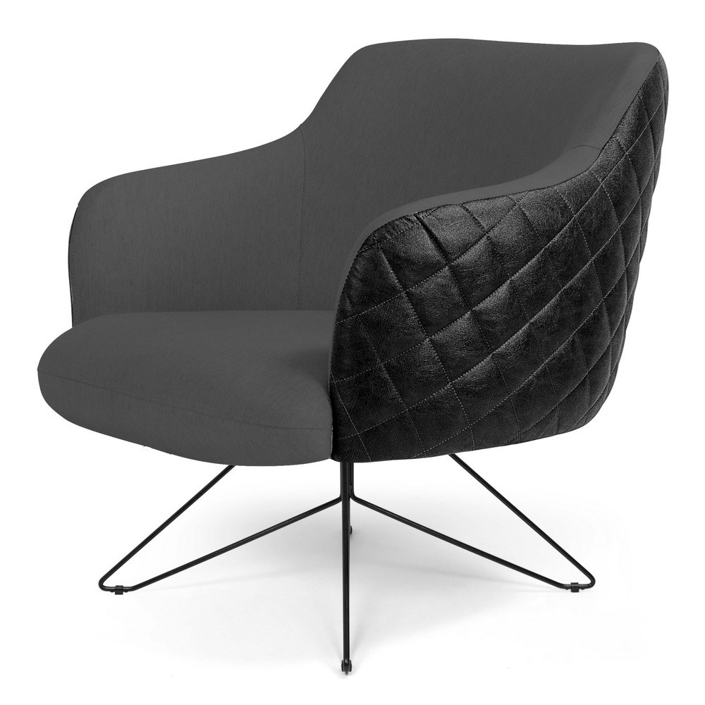 Kit 02 Poltronas Decorativas Jade Base Orby Fixa C-416 Corano Tressê Linho Cinza Escuro - Domi