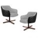 Kit 02 Poltronas Decorativas Jade Base Xis Giratória C-315 Corano Tressê Linho Cinza Claro - Domi