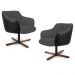 Kit 02 Poltronas Decorativas Jade Base Xis Giratória C-416 Corano Tressê Linho Cinza Escuro - Domi