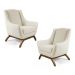 Kit 02 Poltronas Decorativas Juliet Base de Madeira B-309 Veludo Bege - Domi