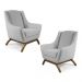 Kit 02 Poltronas Decorativas Juliet Base de Madeira C-315 Linho Cinza Claro - Domi