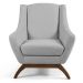 Kit 02 Poltronas Decorativas Juliet Base de Madeira C-315 Linho Cinza Claro - Domi