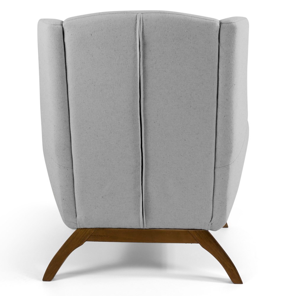 Kit 02 Poltronas Decorativas Juliet Base de Madeira C-315 Linho Cinza Claro - Domi