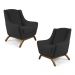 Kit 02 Poltronas Decorativas Juliet Base de Madeira C-465 Linho Chumbo - Domi