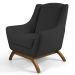 Kit 02 Poltronas Decorativas Juliet Base de Madeira C-465 Linho Chumbo - Domi