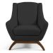 Kit 02 Poltronas Decorativas Juliet Base de Madeira C-465 Linho Chumbo - Domi