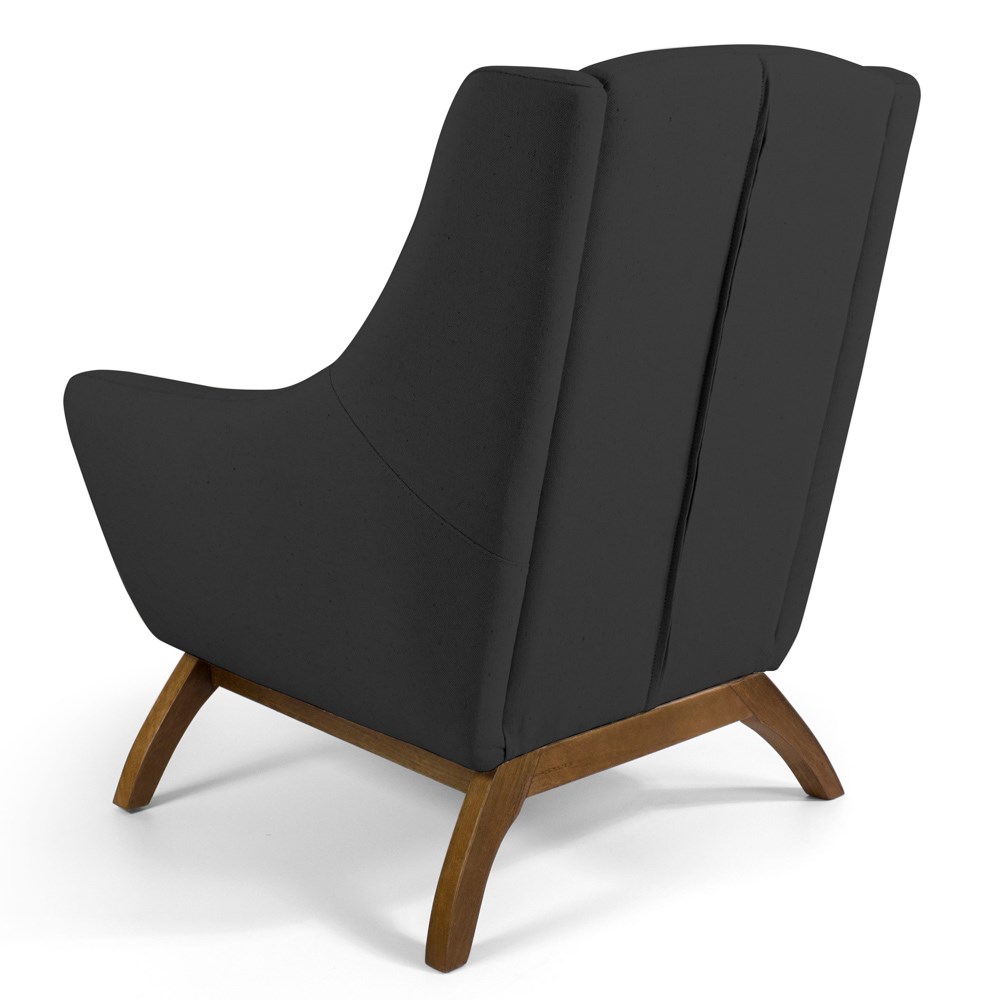 Kit 02 Poltronas Decorativas Juliet Base de Madeira C-465 Linho Chumbo - Domi
