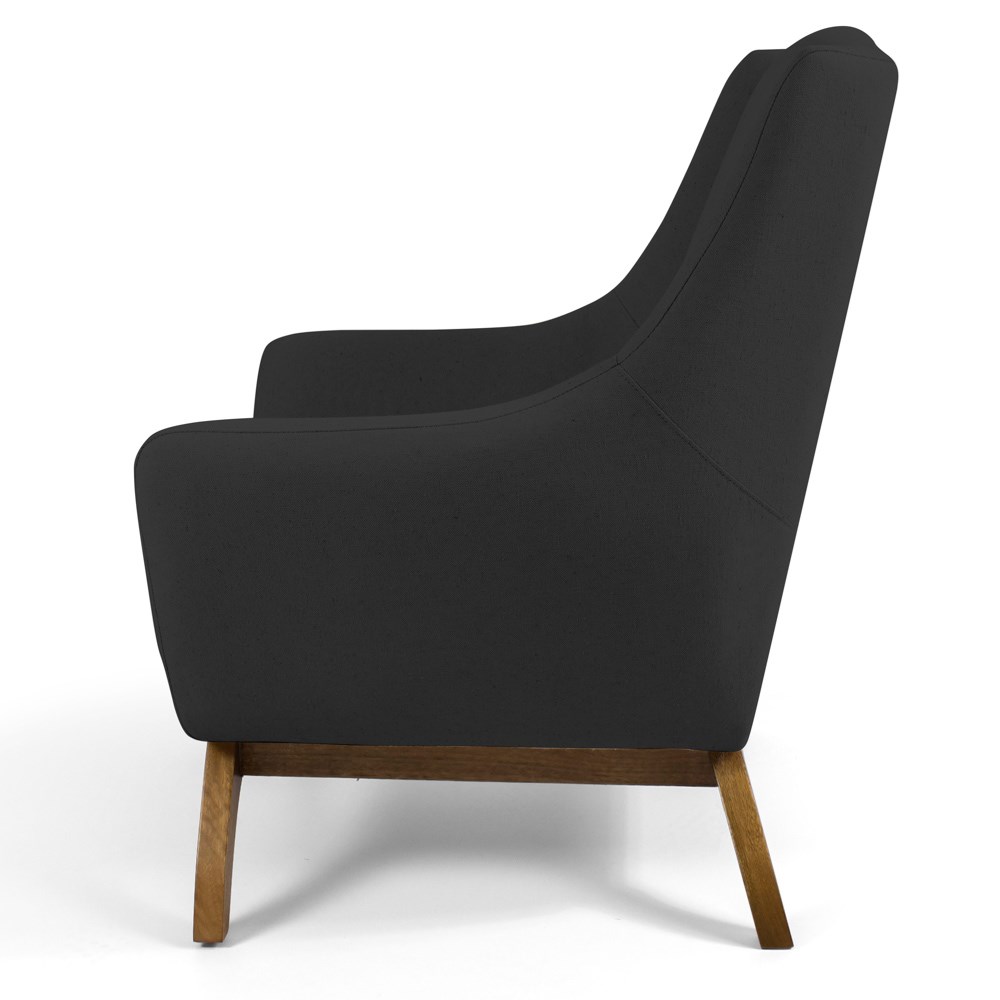 Kit 02 Poltronas Decorativas Juliet Base de Madeira C-465 Linho Chumbo - Domi