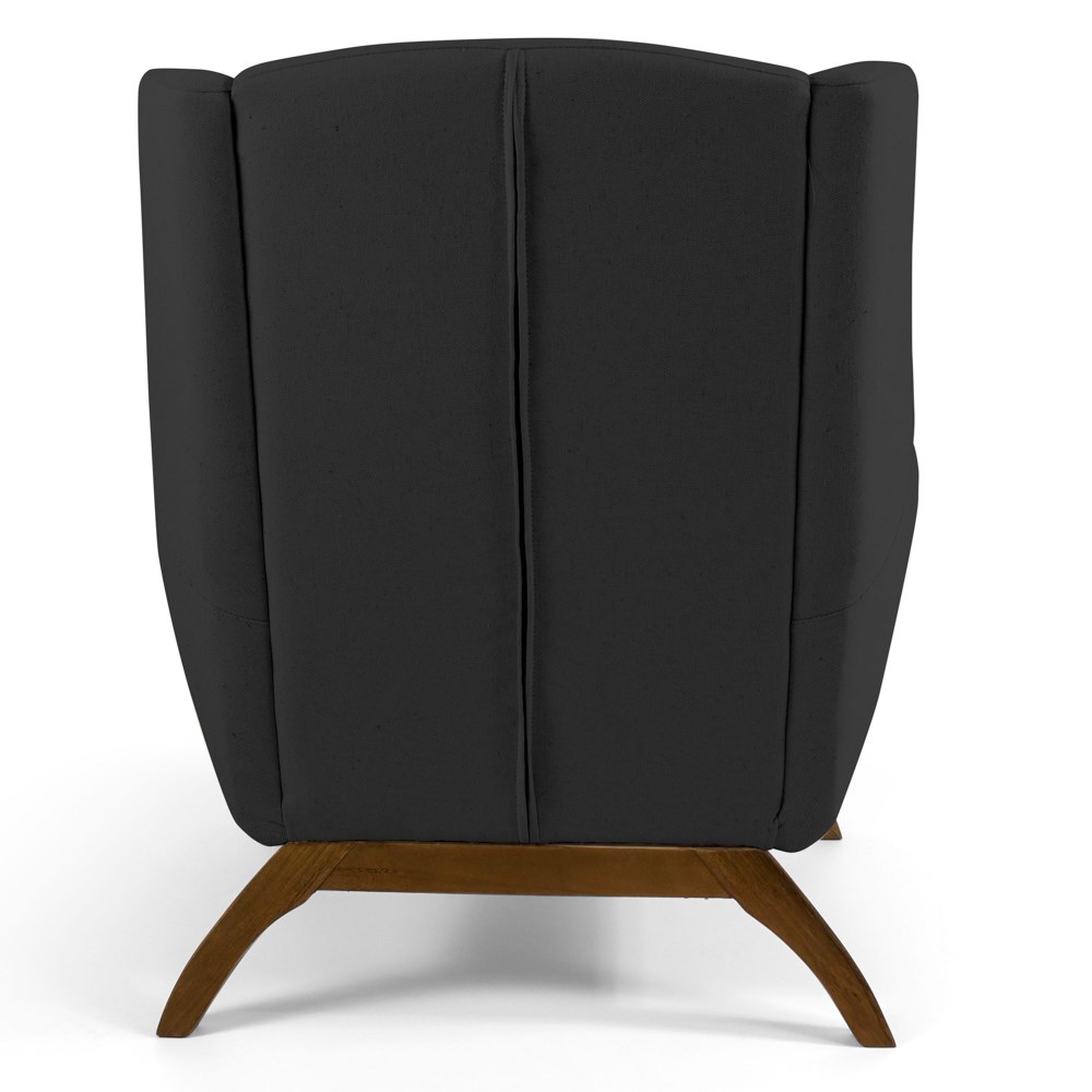 Kit 02 Poltronas Decorativas Juliet Base de Madeira C-465 Linho Chumbo - Domi
